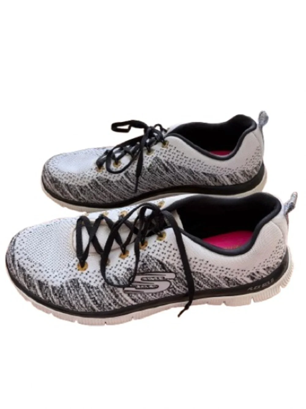 SKECHERS Knit Athletic Sneakers Memory Foam Walking Shoes 11877W Black White 10 - Picture 10 of 16